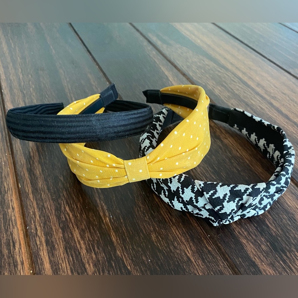 Free with purchase over $10 Headband Set - Yellow polkadot, black & Houndstooth